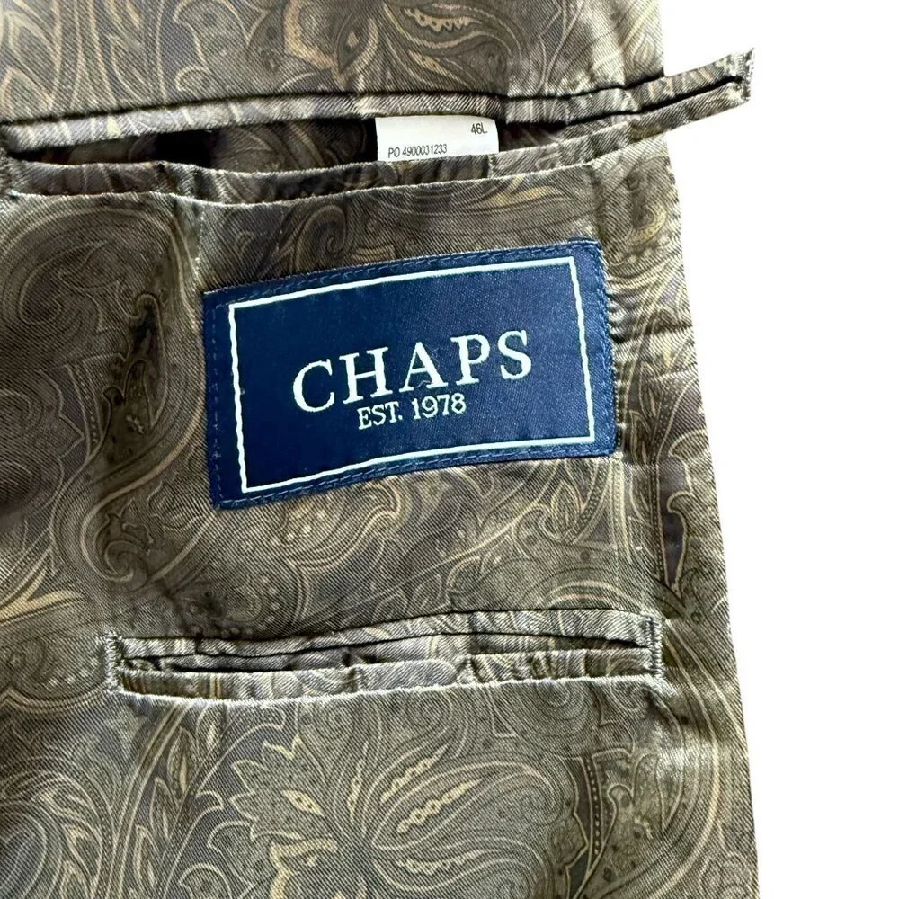 CHAPS Mens Blazer 46L Brown Cotton Corduroy  Jacket Academic Classic Sportcoat